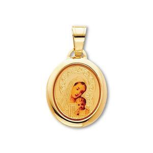 14K Yellow Gold Our Lady of Mt. Carmel Pendant By Tehrani Jewelry